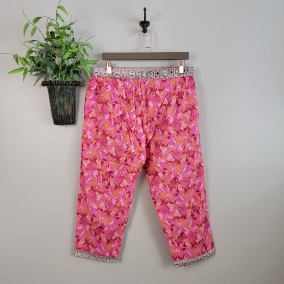 NEW Sundance PM Leia Pink Cropped Floral Lightweight Cuffed Pull Up Ankle Pants - Picture 8 of 9